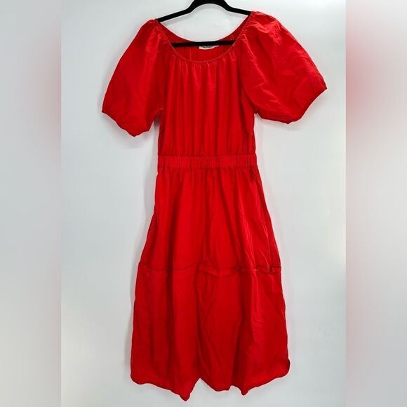 Roller Rabbit Cotton Poplin Scoop Neck Midi Dress Womens Medium MISSING BELT - Picture 3 of 6